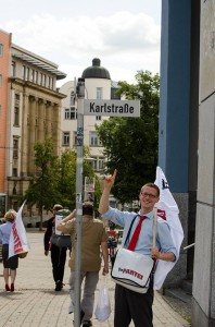 Karl Uhlmann, Vorsitzender des KV Dresden, hat seine Straße gefunden.