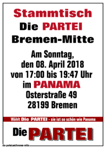 Dritter Stammtisch 2018 Die PARTEI Bremen-Mitte