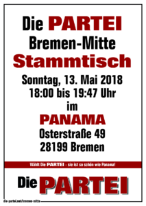 Die PARTEI Bremen Mitte, Stammtisch im PANAMA Mai 2018