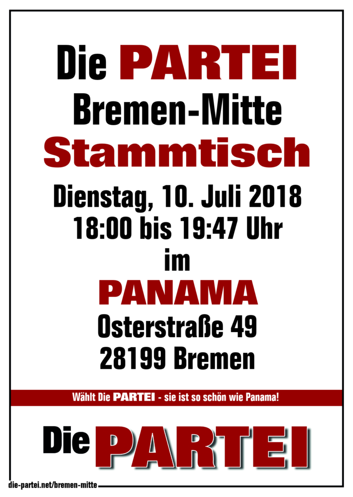 Die PARTEI Bremen-Mitte Stammtisch Panama Juli 2018