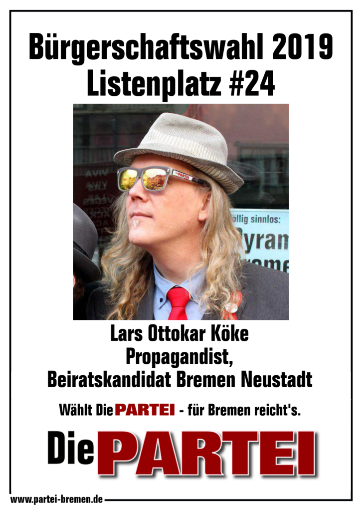 Die PARTEI Bremen - Listenplatz #24, Wahl zur Bremischen Bürgerschaft am 26. Mai 2019