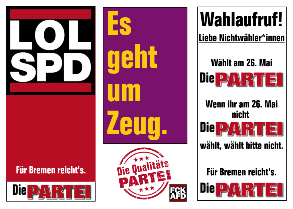 Partei Flyer Es geht um Zeug. | Die PARTEI Bremen-Mitte