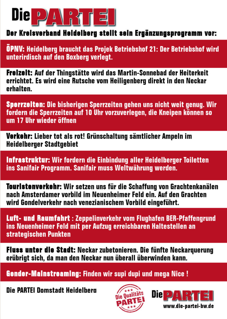 Partei Flyer Programm | Die PARTEI Heidelberg
