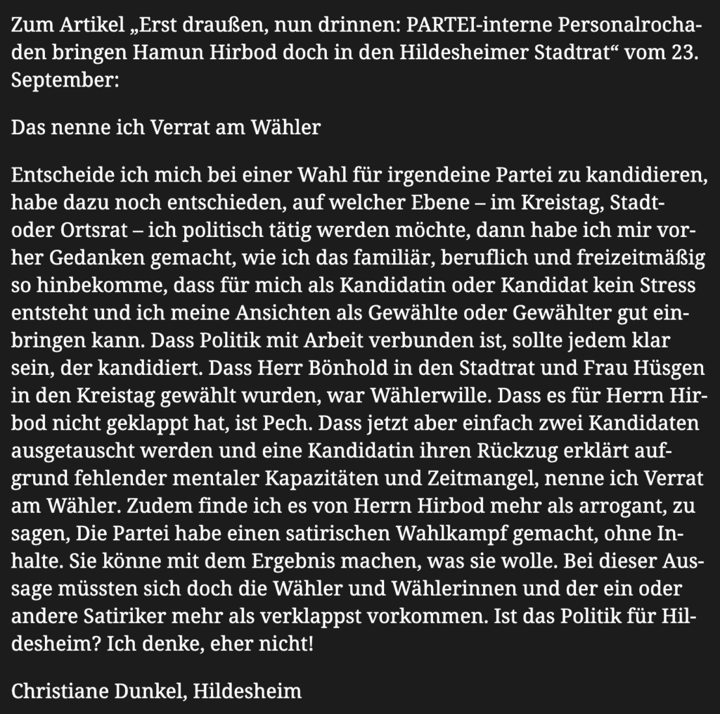 Darth Dunkel motzt.