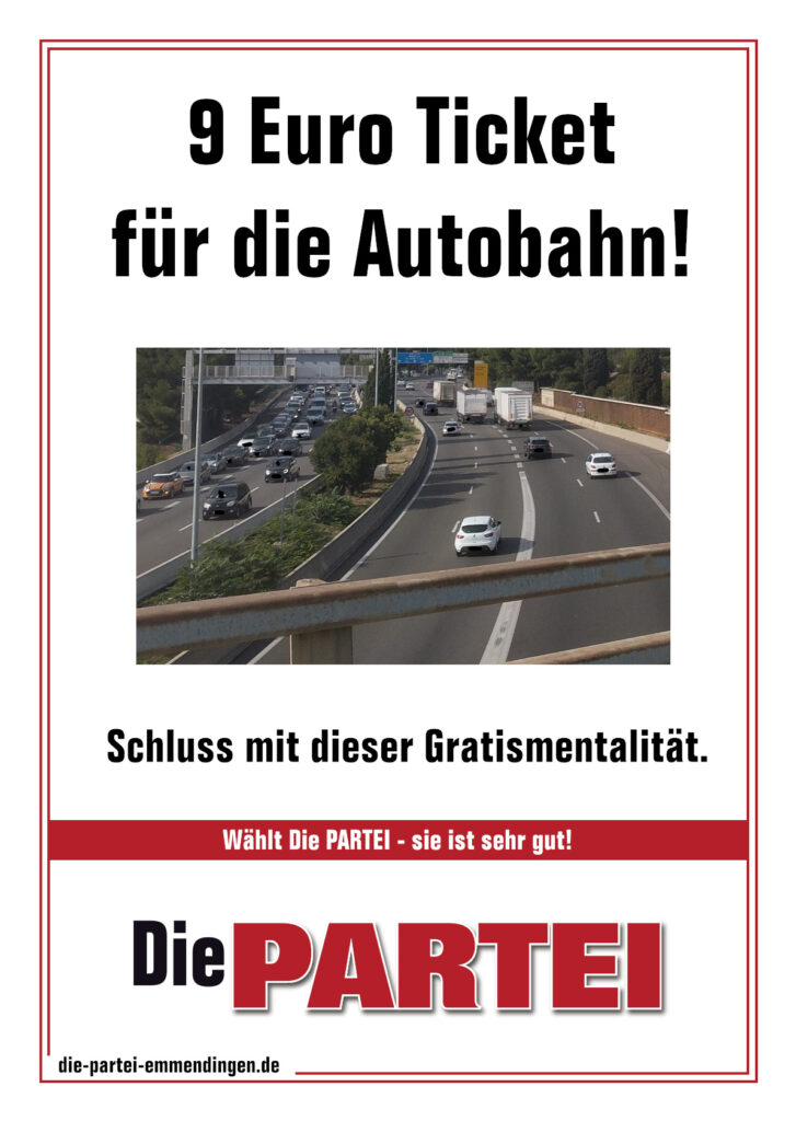 9 Euro Ticket für die Autobahn!  Schluss mit dieser Gratismentalität.
Bild einer Autobahn mit vieln Autos.