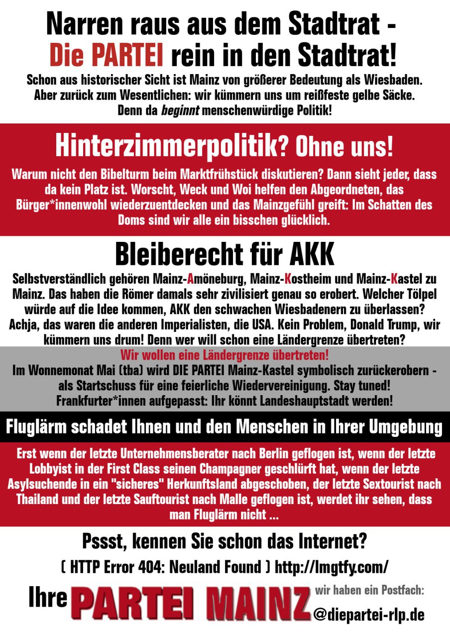 Partei Flyer Galerie | Die PARTEI Mainz