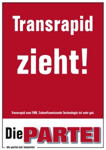 Transrapid zieht! Transrapidstrecke zum FMO. Zukunftsweisende Technologie ist sehr gut.