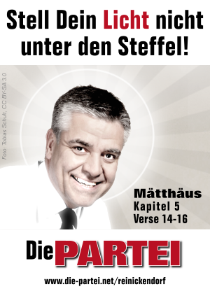 Stickermotiv "Stell Dein Licht nicht unter den Steffel!" (Foto: Tobias Schult, CC BY-SA 3.0 de, https://commons.wikimedia.org/wiki/File:Steffel.jpg) Stickermotiv: "Stell Dein Licht nicht unter den Steffel!"